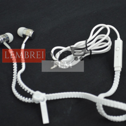 fone de ouvido, universal formato de ziper branco
