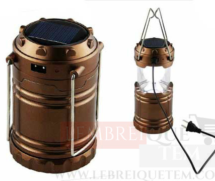 Lanterna Luminária Lampião Led Solar Recarregável Pescaria (Preto)