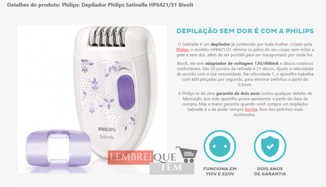 Depilador Philips Satinelle HP6421/31 Bivolt