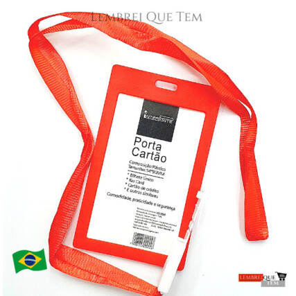 PORTA CARTAO PLAST C/ALCA REMOVIVEL vermelho