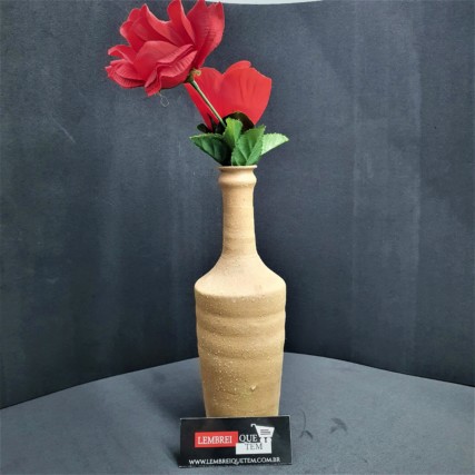Vaso de Barro Cerâmica  c/rosas