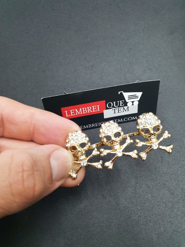 Anel caveira osso Duplo Dourado – tamanho diversos