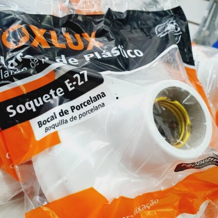 Plafon Branco Soquete E-27 em Porcelana – Foxlux – bocal p/ lampada