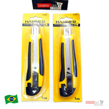 Estilete retrátil com 3 lâminas de 18 mm  hammer