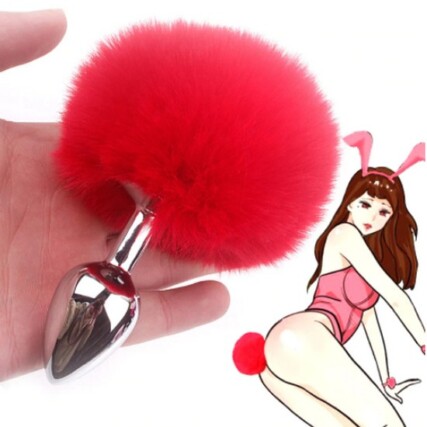 plug anal pompom . plug bunny cauda / jóias brinquedos sexuais para mulher homem – P – metal