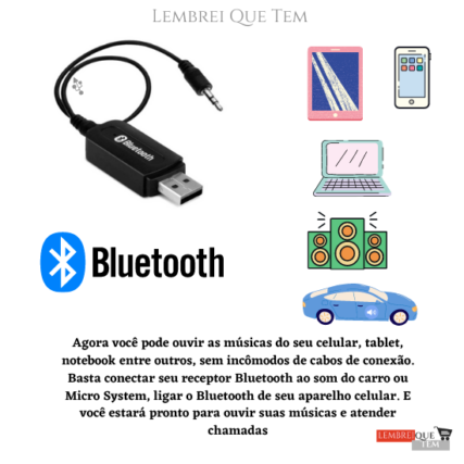 Adaptador Receptor Bluetooth Usb P2 Áudio Músicas Som Carro – micro system