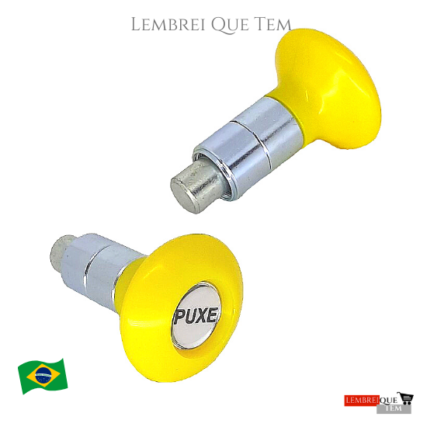 Puxador 2 Corpos Pino Mola Engate Eixo 14mm c/ Manipulo Rosca 5/16″ Amarelo ( c/ escrita)