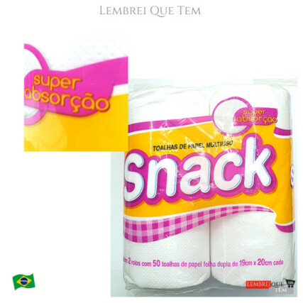 Toalha Papel Folha Dupla Snack 19cm x 20cm Pacote 2 Unidades