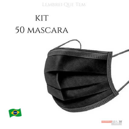 Kit com 50 Máscara TNT Tripla Descartável c/ Clipe Nasal