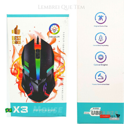 Mouse X3 RGB colorido – color best choice