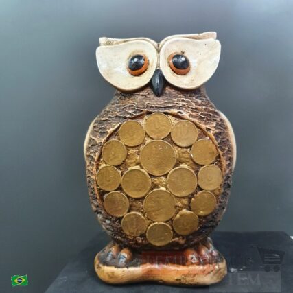 Cofre de Coruja  moedas 21 cm