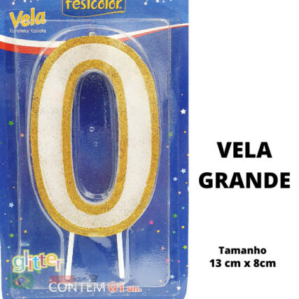 Vela De Aniversário Gliter ouro – grande