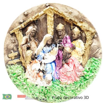 Prato decorativo 3D nascimento de jesus