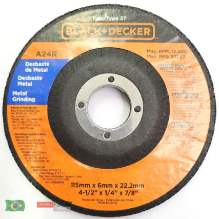 Black Decker a24r disco desbaste metal 115mm x 6mm 22.2mm 
