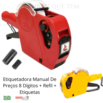 Etiquetadora Manual De Preços 8 Dígitos com  Refil e Etiquetas