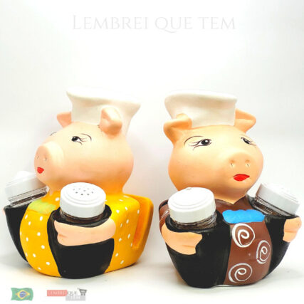 Porco Paliteiro, Saleiro e Guardanapo – Porta tempero porco cheff decoracao