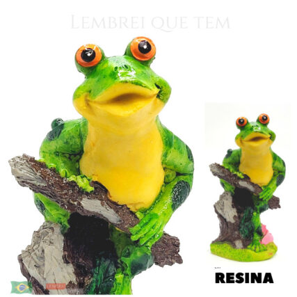 Sapo com flor Decoração Boneco Estátua de Resina