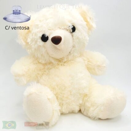 Urso Pelúcia branco com ventosa