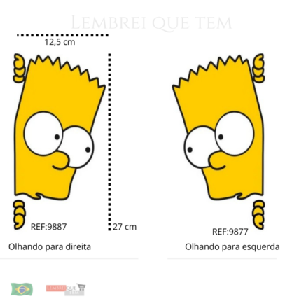 Adesivo Bart Simpson esquerdo direito Carro Caminhão moto