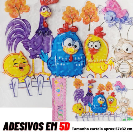Adesivo de Parede Galinha Pintadinha  Cartela de Adesivos 5D