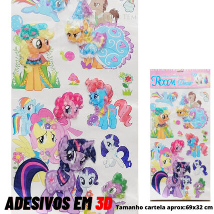 Adesivo de Parede My Little Pony Unicórnio Cartela de Adesivos 3D