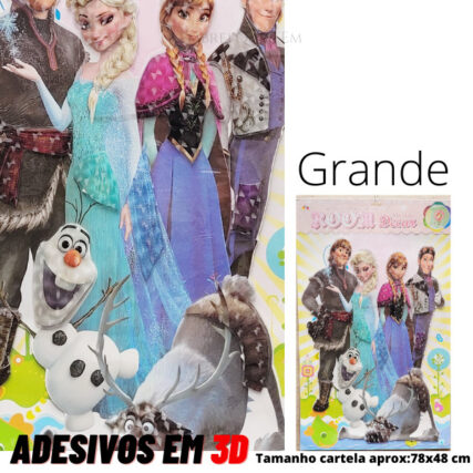 Adesivo Frozen 3D Grande Elza , Olaf , Anna Kristoff