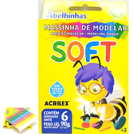 Massinha De Modelar Abelinha Não Toxica Massa de Modelar 6 cores 90g