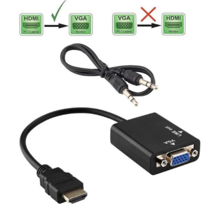 Conversor HDMI para VGA com Cabo de Áudio P2
