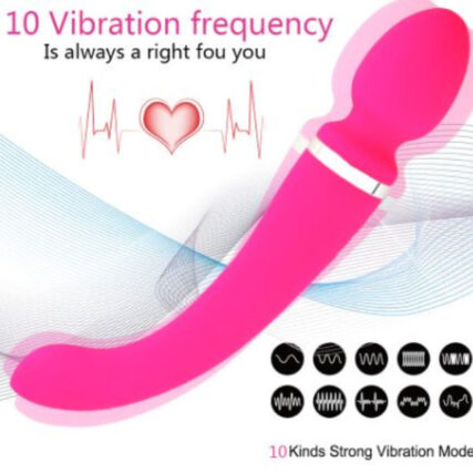 Varinha mágica recarregável vibrador cabeça dupla Preto