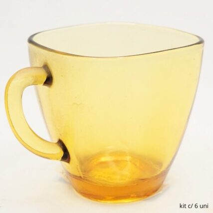 Xícaras pequenas de café expresso em vidro âmbar, conjunto de 6, meados do século moderno, década de 1960