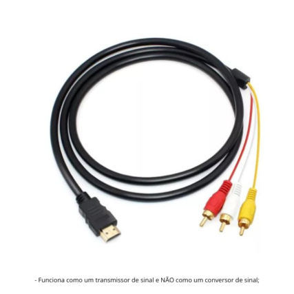 Cabo Adaptador Hdmi P/ Rca Dourado C/ Saída Av P/ Tv De Tubo