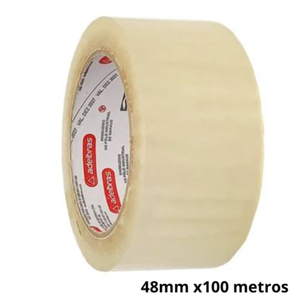 Fita Adesiva 48mm x 100m Transparente Rolo – Fita larga