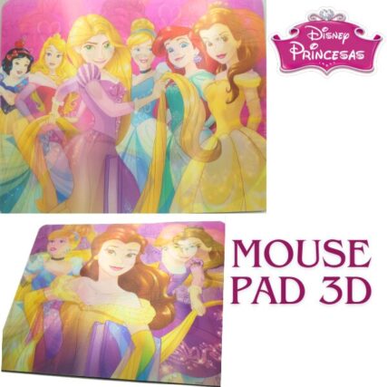 Mouse Pad 3D Emborrachado Antiderrapante Princesas 23X19 Cm