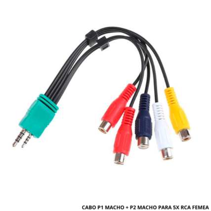 cabo de video P1 + P2 5 RCA fêmea