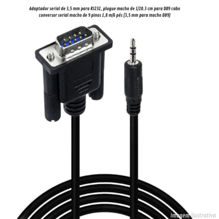 Adaptador serial de 3,5 mm para RS232, plugue macho de 1/20.3 cm  – VGA macho P/ P2 1  metro