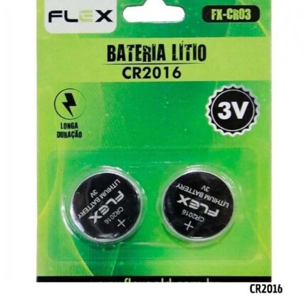 Bateria De Lítio CR2016 3v Cartela Com 2 Unidades Flex