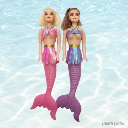 Boneca Sereia 26cm Brincando faz de conta