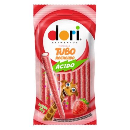 Regaliz Tubo Recheado Morango Ácido Dori 70g