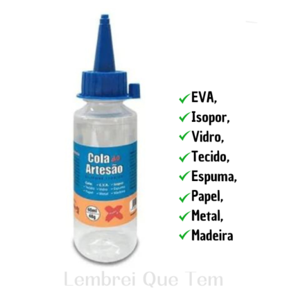 Cola do artesao silicone 60ml cola EVA, Isopor, Vidro, Tecido, Espuma, Papel, Metal, Madeira