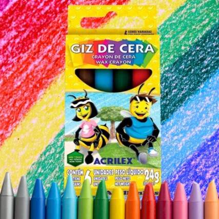 Giz de Cera 6 cores  – Acrilex  material escolar