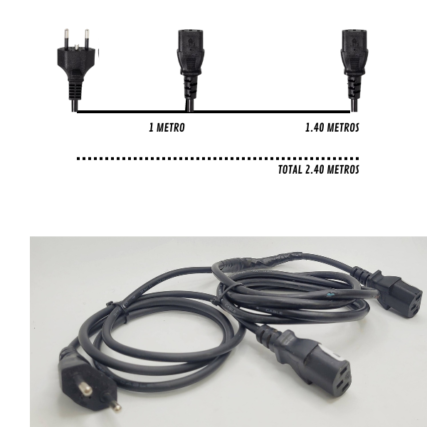 Cabo Y de Força, Tripolar 10A 2.40 MT – computador ou telas