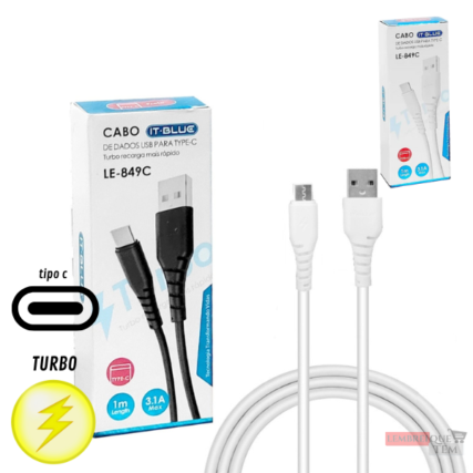 Cabo De Dados Tipo C 3.1A – LE-849C Turbo – Linha Premium