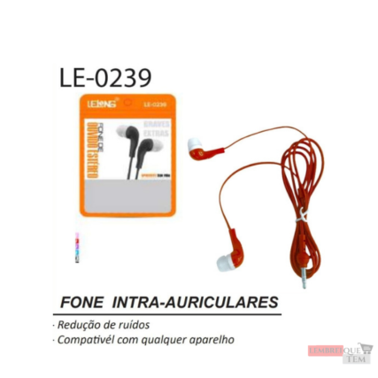 Fone De Ouvido Com Fio Estéreo Colorido Entrada P2 Le-0239