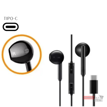 Fone de ouvido tipo C Estéreo microfone volume play pause – TYPE-C