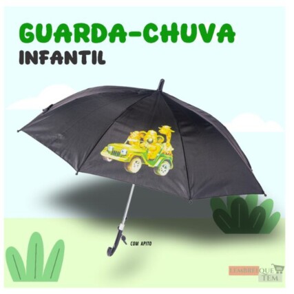 Guarda Chuva Infantil Semi-automático Sombrinha Reforçado Preto