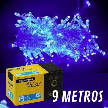 Pisca Pisca De Natal 100 Leds 8 Funções Com 9m Luzes Azul 220v Wincy Natal