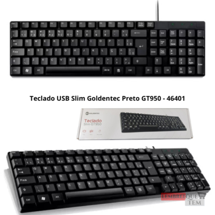 Teclado USB Slim Goldentec Preto GT950