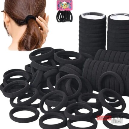 Elástico Rabicó Xuxinha Preta lisa KIT 6  4.5cm