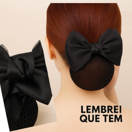 Presilha Laço Com Redinha Cabelo Coque