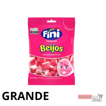 Bala de Gelatina Fini Beijos Morango 90g